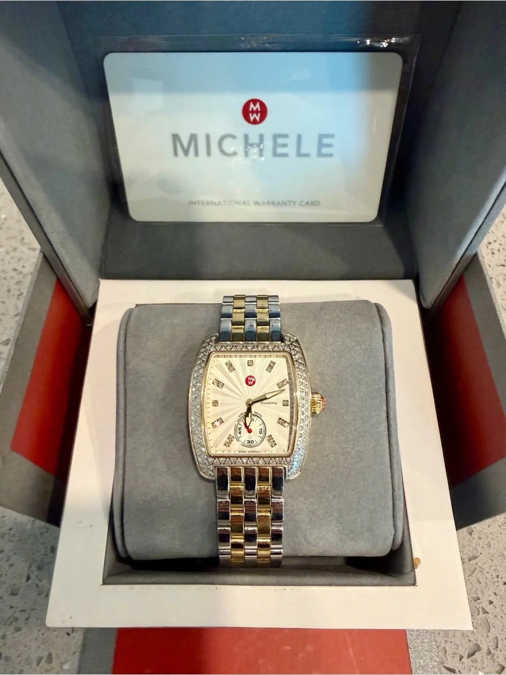 Michele Two-Tone Gold and Silver Diamond Bezel Ladies' Watch